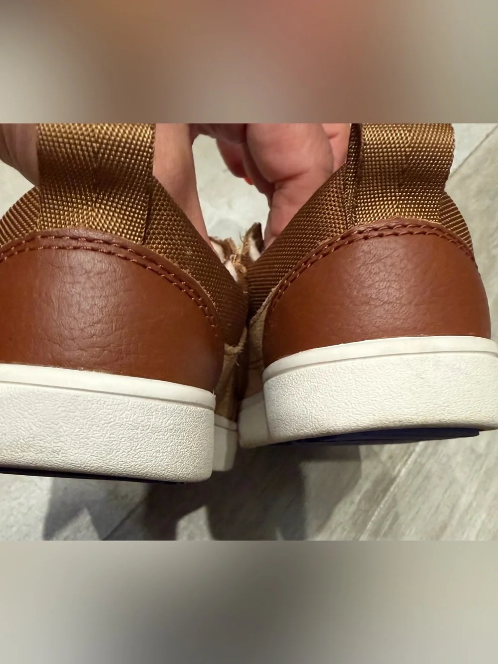 UGG Kids' Brown Suede & Leather Velcro Sneakers size 11 toddler like new
